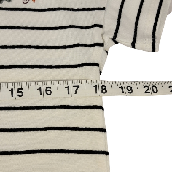 Chico White Breton Stripe Floral Embroidered Sequins Shirt Women's Size XSA - Picture 7 of 8